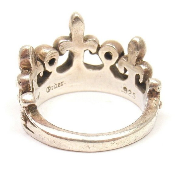 Rare! Authentic ROYAL ORDER Sterling Slver Diamond Crown Band Ring - Picture 4 of 6